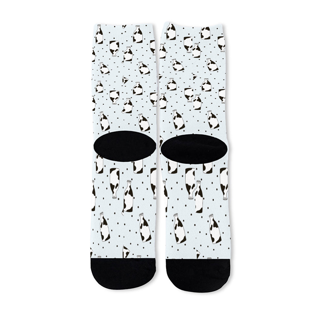 Cow Milk Bottle Pattern Print Long Socks