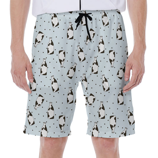 Cow Milk Bottle Pattern Print Men's Beach Shorts
