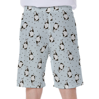 Cow Milk Bottle Pattern Print Men's Beach Shorts