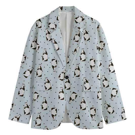 Cow Milk Bottle Pattern Print Men's Blazer