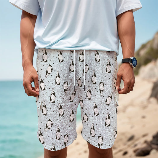 Cow Milk Bottle Pattern Print Men's Cargo Shorts
