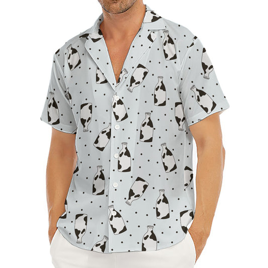 Cow Milk Bottle Pattern Print Men's Deep V-Neck Shirt