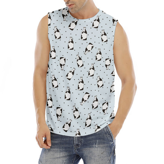 Cow Milk Bottle Pattern Print Men's Fitness Tank Top