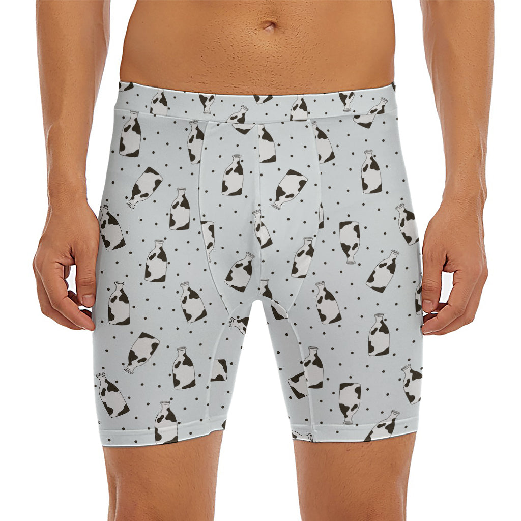 Cow Milk Bottle Pattern Print Men's Long Boxer Briefs