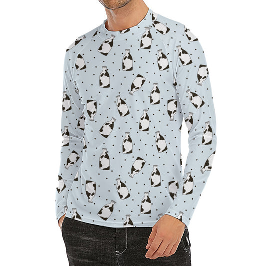 Cow Milk Bottle Pattern Print Men's Long Sleeve Rash Guard