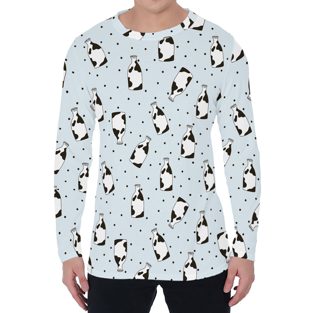 Cow Milk Bottle Pattern Print Men's Long Sleeve T-Shirt