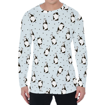 Cow Milk Bottle Pattern Print Men's Long Sleeve T-Shirt