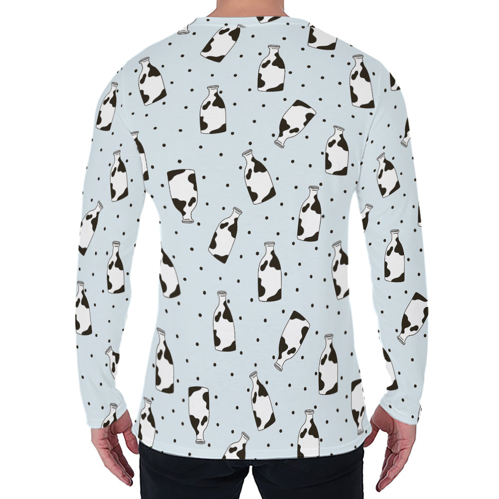 Cow Milk Bottle Pattern Print Men's Long Sleeve T-Shirt
