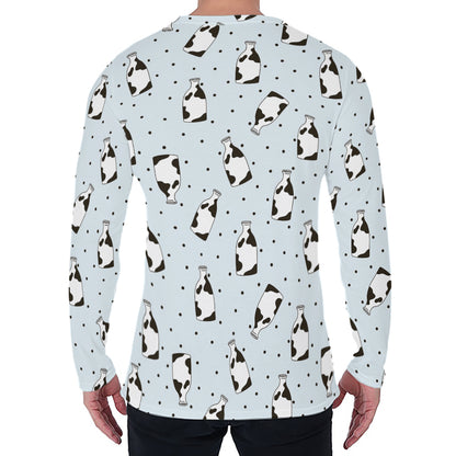 Cow Milk Bottle Pattern Print Men's Long Sleeve T-Shirt