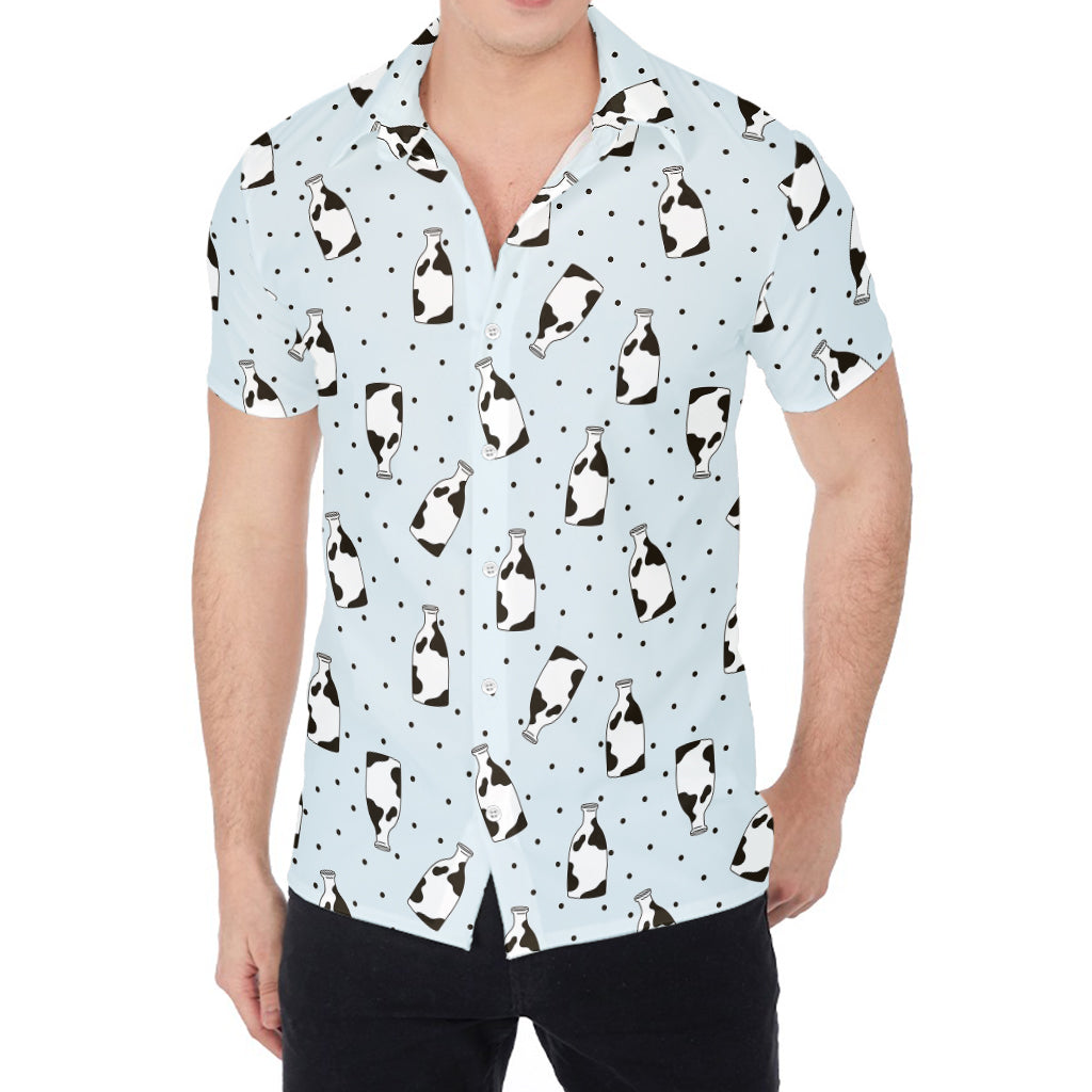 Cow Milk Bottle Pattern Print Men's Shirt