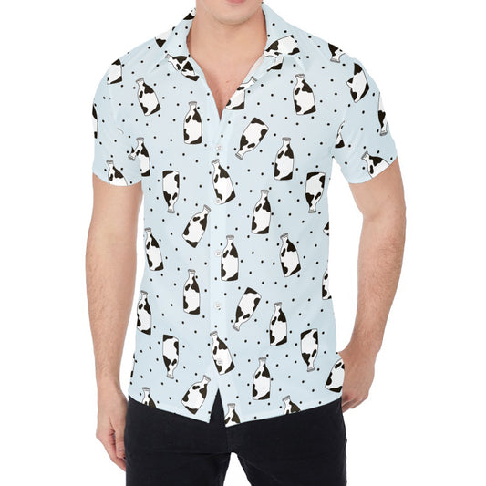 Cow Milk Bottle Pattern Print Men's Shirt