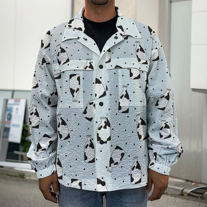 Cow Milk Bottle Pattern Print Men's Shirt Jacket