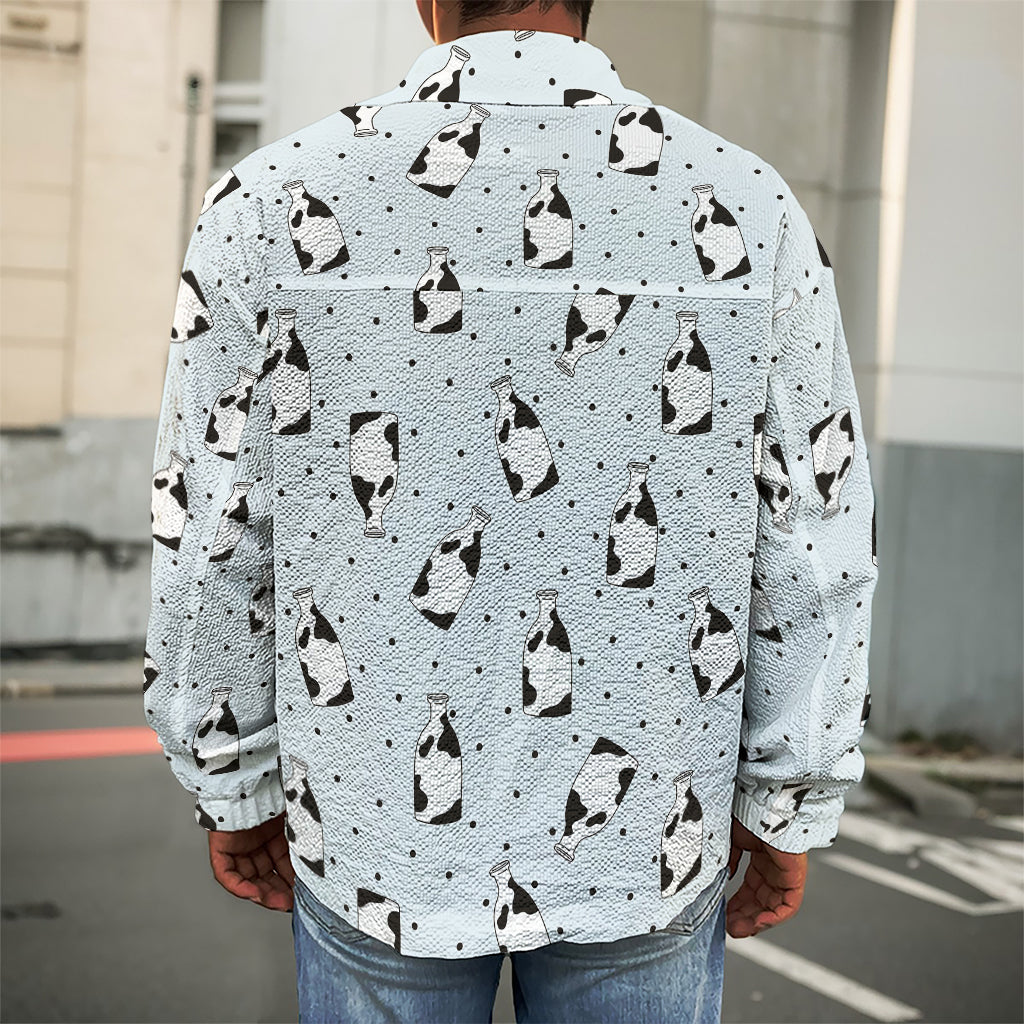 Cow Milk Bottle Pattern Print Men's Shirt Jacket