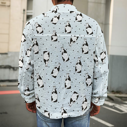 Cow Milk Bottle Pattern Print Men's Shirt Jacket
