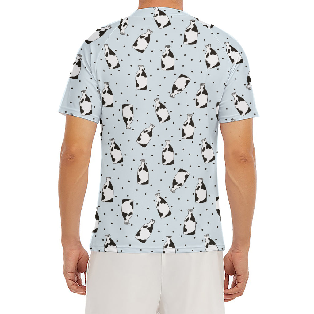 Cow Milk Bottle Pattern Print Men's Short Sleeve Rash Guard