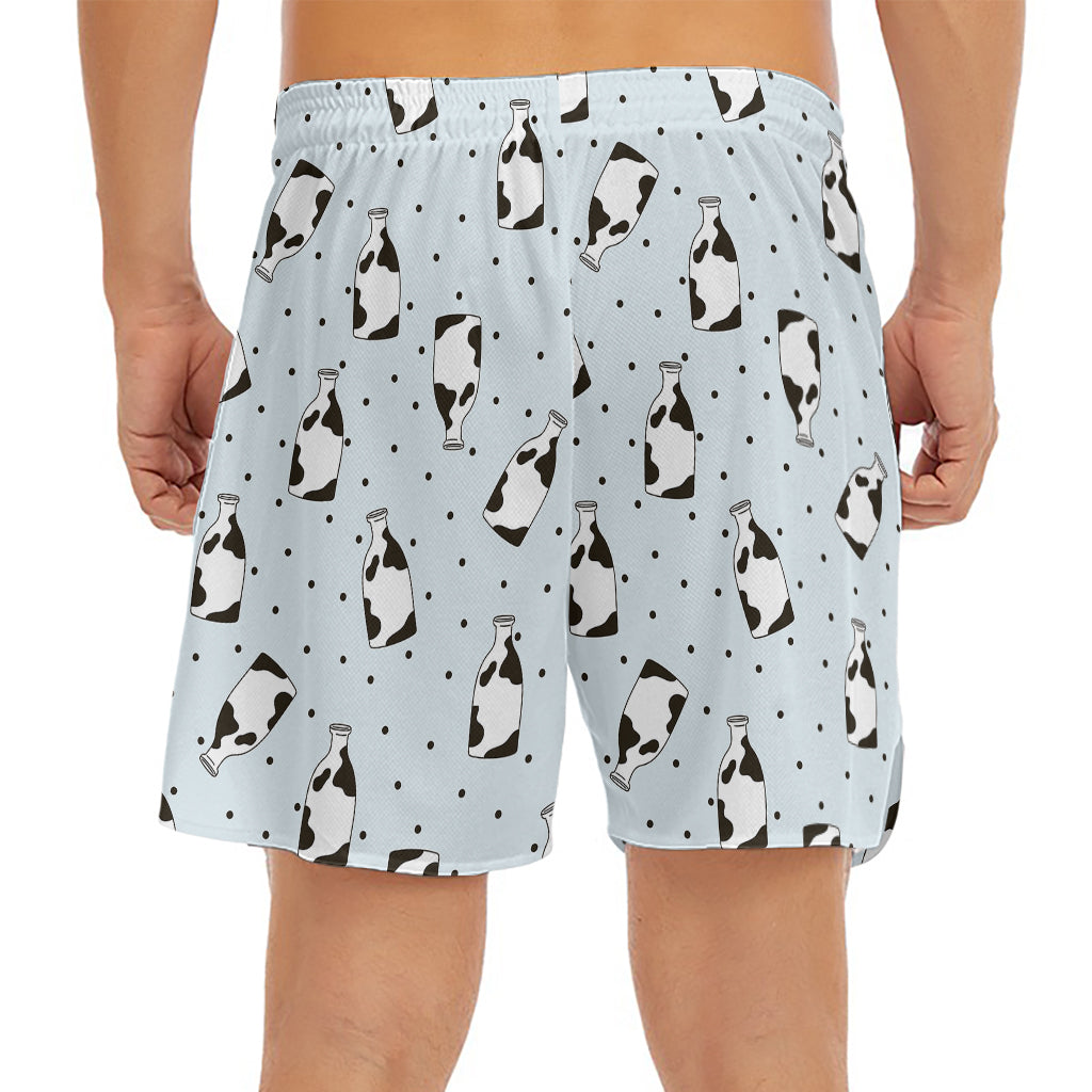 Cow Milk Bottle Pattern Print Men's Split Running Shorts