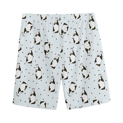 Cow Milk Bottle Pattern Print Men's Sports Shorts