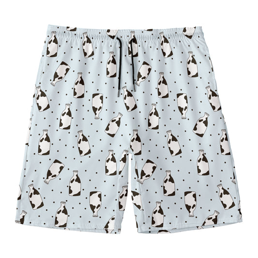 Cow Milk Bottle Pattern Print Men's Swim Trunks