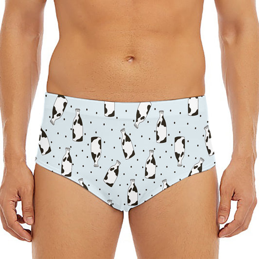 Cow Milk Bottle Pattern Print Men's Triangle Swim Briefs