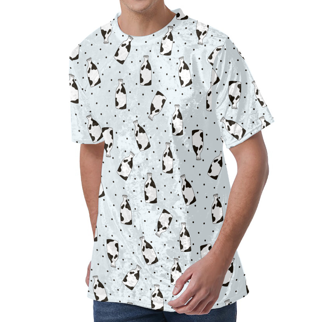 Cow Milk Bottle Pattern Print Men's Velvet T-Shirt