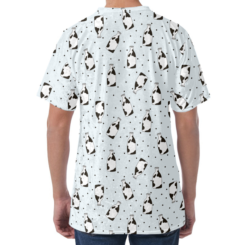 Cow Milk Bottle Pattern Print Men's Velvet T-Shirt