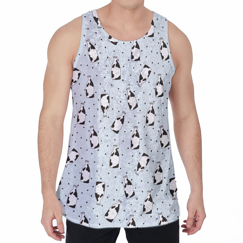 Cow Milk Bottle Pattern Print Men's Velvet Tank Top