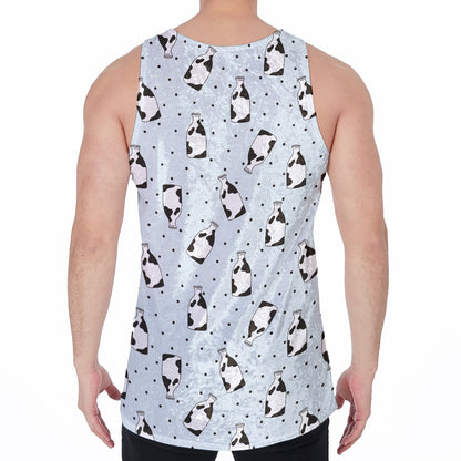 Cow Milk Bottle Pattern Print Men's Velvet Tank Top