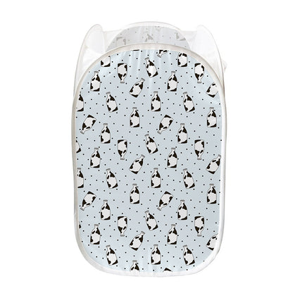Cow Milk Bottle Pattern Print Mesh Laundry Hamper