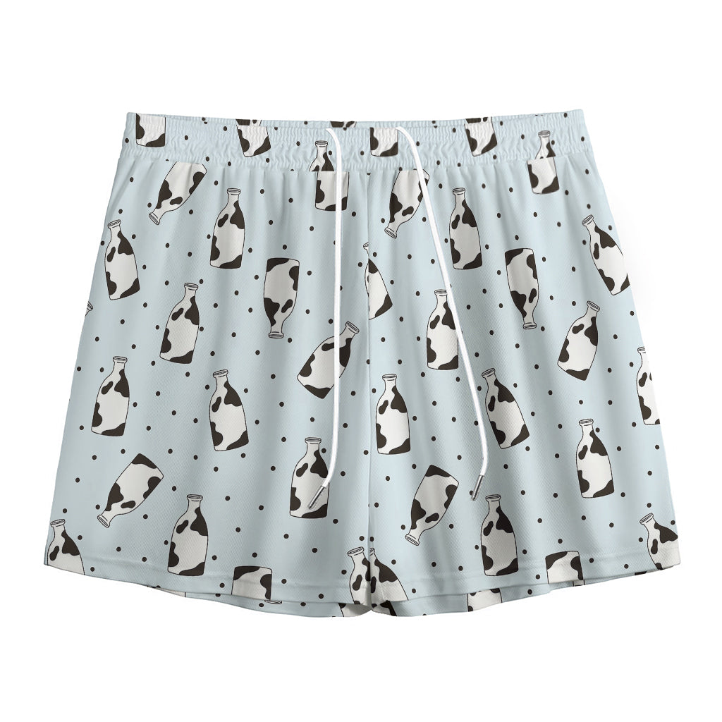 Cow Milk Bottle Pattern Print Mesh Shorts