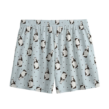 Cow Milk Bottle Pattern Print Mesh Shorts