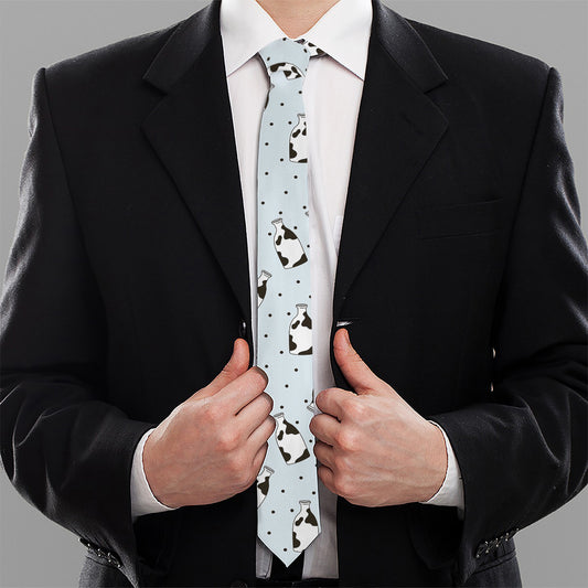 Cow Milk Bottle Pattern Print Necktie