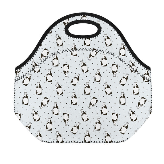 Cow Milk Bottle Pattern Print Neoprene Lunch Bag