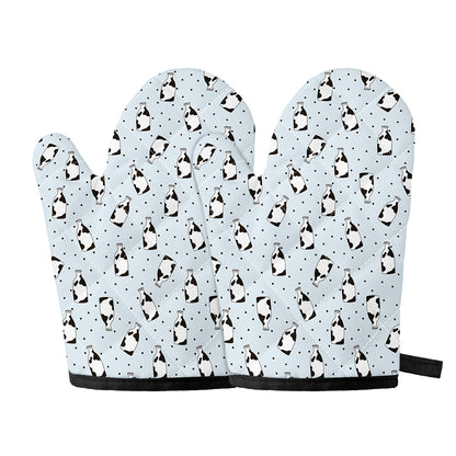 Cow Milk Bottle Pattern Print Oven Mitts