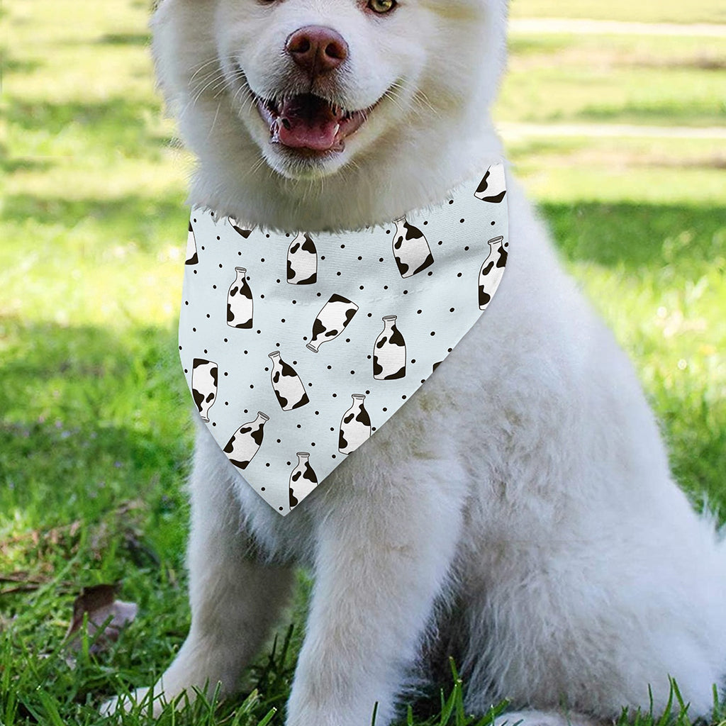 Cow Milk Bottle Pattern Print Over The Collar Dog Bandana