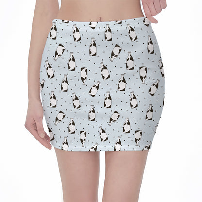 Cow Milk Bottle Pattern Print Pencil Mini Skirt