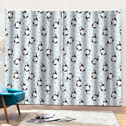 Cow Milk Bottle Pattern Print Pencil Pleat Curtains