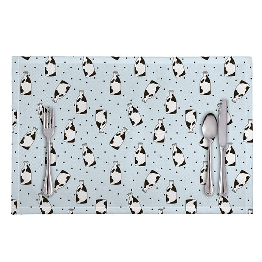Cow Milk Bottle Pattern Print Placemat
