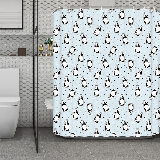 Cow Milk Bottle Pattern Print Polyester Shower Curtain