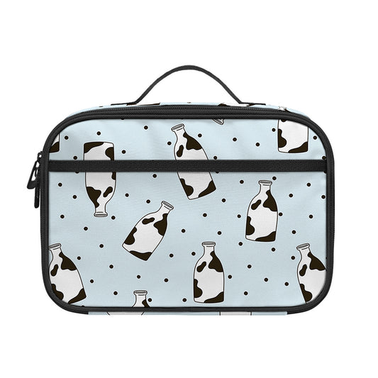 Cow Milk Bottle Pattern Print Portable Lunch Bag