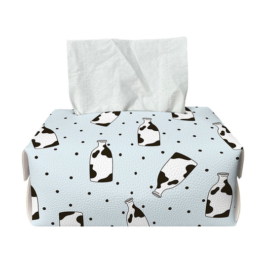 Cow Milk Bottle Pattern Print Rectangle Tissue Box Cover