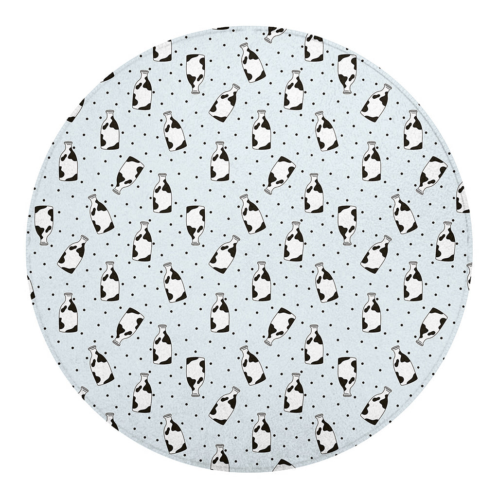 Cow Milk Bottle Pattern Print Round Blanket