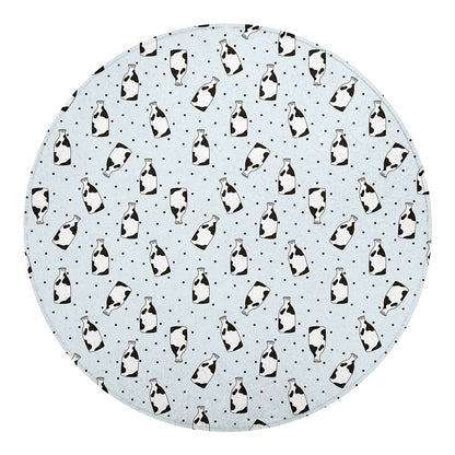 Cow Milk Bottle Pattern Print Round Blanket