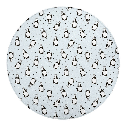 Cow Milk Bottle Pattern Print Round Blanket