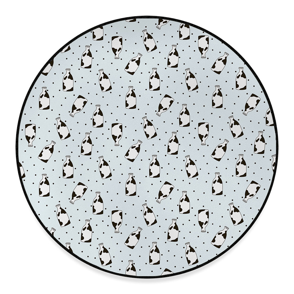 Cow Milk Bottle Pattern Print Round Floor Mat