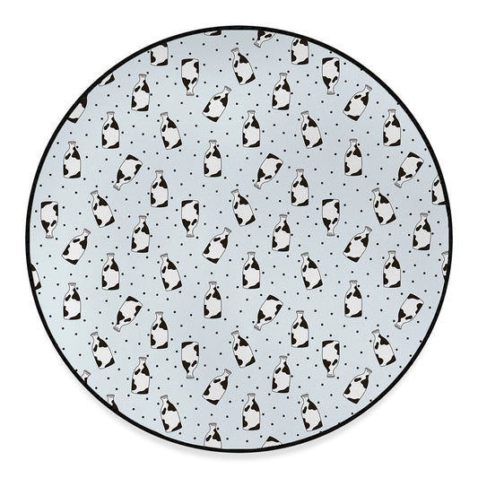 Cow Milk Bottle Pattern Print Round Floor Mat