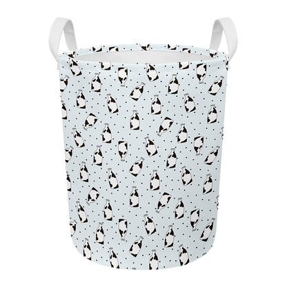 Cow Milk Bottle Pattern Print Round Laundry Basket