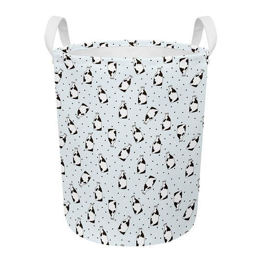 Cow Milk Bottle Pattern Print Round Laundry Basket