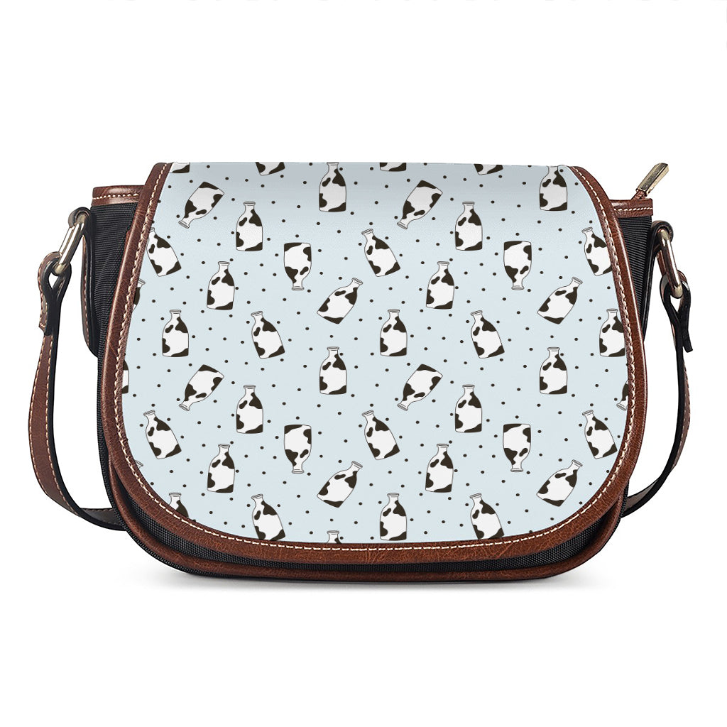 Cow Milk Bottle Pattern Print Saddle Bag
