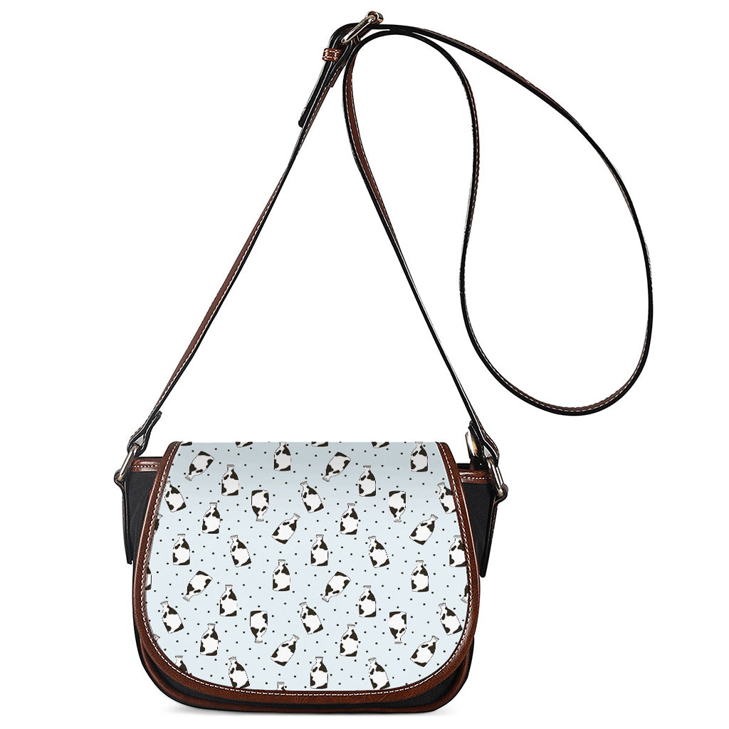 Cow Milk Bottle Pattern Print Saddle Bag