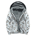 Cow Milk Bottle Pattern Print Sherpa Lined Zip Up Hoodie